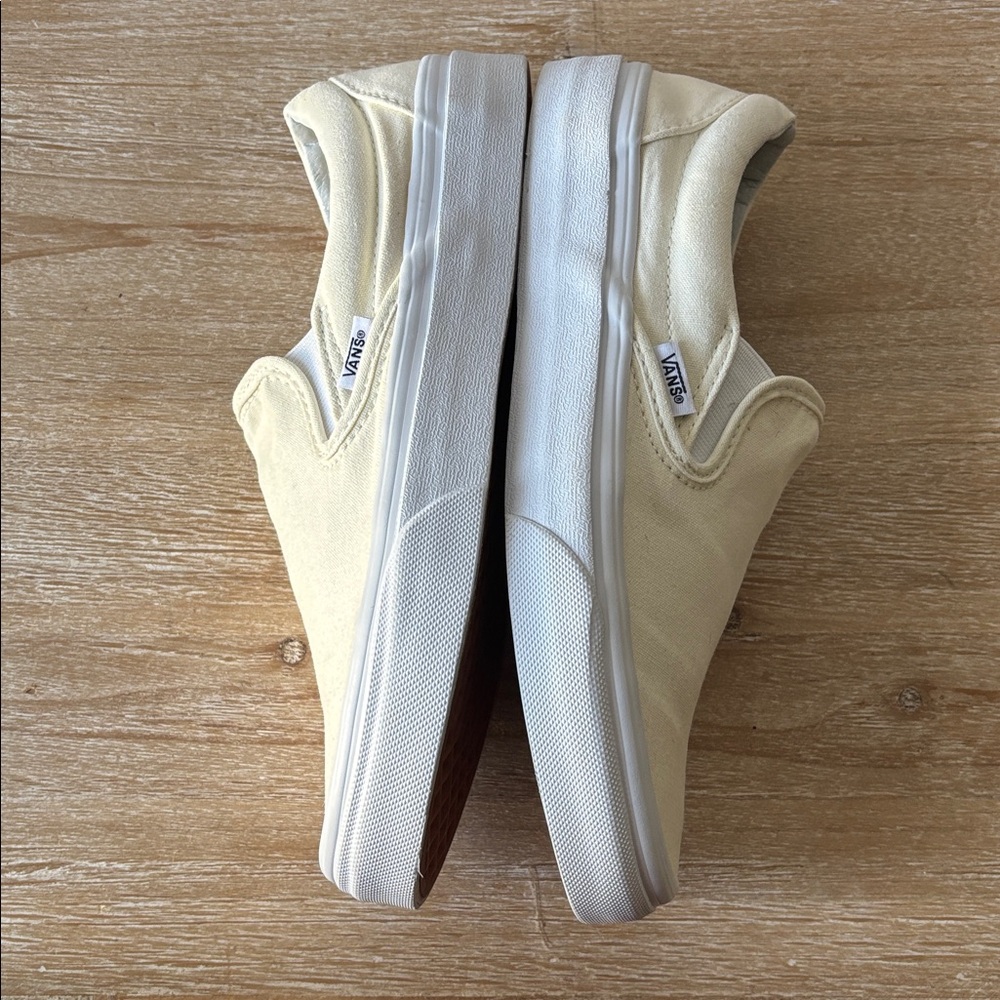 Vans Classic Canvas Cream Slip-On Shoes - Picture 8 of 10